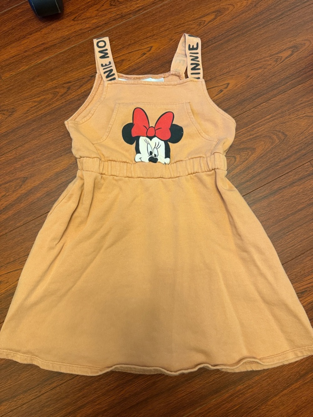 Zara for Disney Baby Minnie Mouse Peach Tank Dress with Graphic Bow